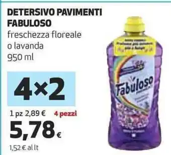 Coop DETERSIVO PAVIMENTI FABULOSO freschezza floreale o lavanda 950 ml offerta