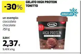 Coop GELATO HIGH PROTEIN TONITTO un esempio: cioccolato chocolate 250 g offerta