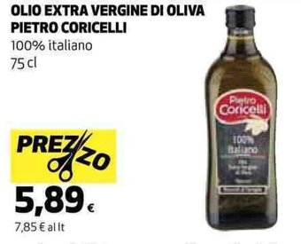 Coop OLIO EXTRA VERGINE DI OLIVA PIETRO CORICELLI 100% italiano 75 cl offerta