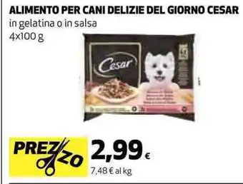 Coop ALIMENTO PER CANI DELIZIE DEL GIORNO CESAR in gelatina o in salsa 4 x 100g offerta