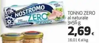 Coop TONNO ZERO al naturale 3x 56g offerta