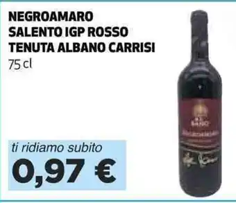 Coop NEGROAMARO SALENTO IGP ROSSO TENUTA ALBANO CARRISI 75 cl offerta