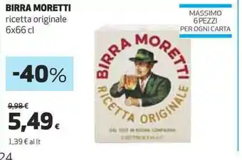 Coop BIRRA MORETTI ricetta originale 6x66 cl offerta