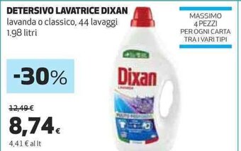 Coop DETERSIVO LAVATRICE DIXAN lavanda o classico, 44 lavaggi 1.98 litri offerta