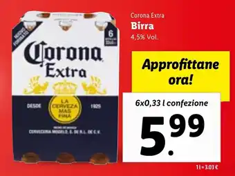 Lidl Corona Extra Birra 4,5% Vol. 6x 0,33 l offerta