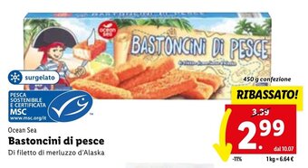 Lidl Ocean Sea Bastoncini di pesce 450 g offerta