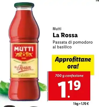 Lidl Mutti La Rossa Passata di pomodoro al basilico 700 g offerta