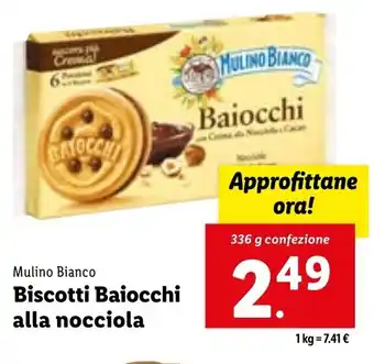 Lidl Mulino Bianco Biscotti Baiocchi alla nocciola 336 g offerta