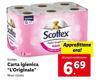 Lidl Scottex Carta igienica "L'Originale" Maxi rotolo 12 pezzi offerta