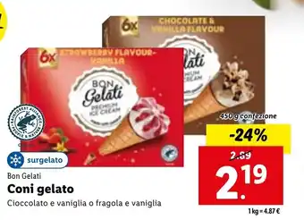 Lidl Bon Gelati Coni gelato 450 g offerta