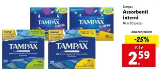 Lidl Tampax Assorbenti interni 16 o 20 pezzi offerta