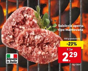 Lidl Salsiccia aperta tipo mantovana 300 g confezione offerta