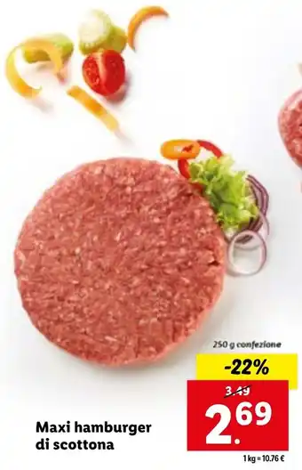 Lidl Maxi hamburger di scottona 250 g offerta