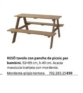 IKEA Resò Tavolo Con Panche Da Picnic Per Bambini offerta