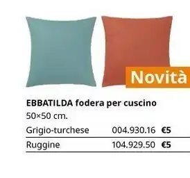 IKEA Ebbatilda Fodera Per Cuscino Grigio Turchese 004.930.16 offerta