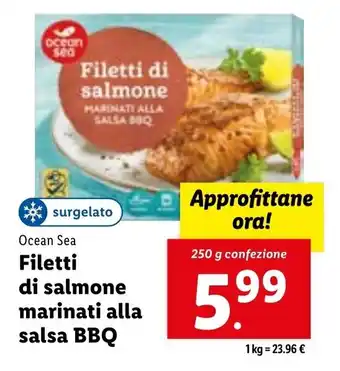 Lidl Ocean Sea Filetti di salmone marinati alla salsa BBQ 250 g offerta