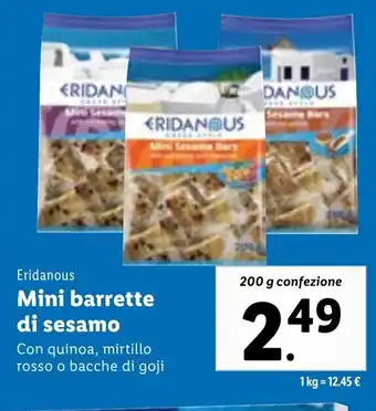 Lidl Eridanous Mini barrette di sesamo 200 g offerta