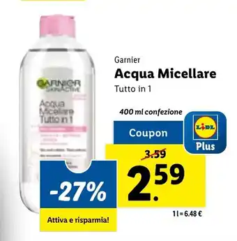 Lidl Garnier Acqua Micellare Tutto in 1 400 ml offerta