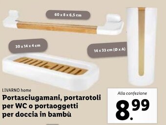 Lidl LIVARNO home Portasciugamani, portarotoli per WC o portaoggetti per doccia in bambù offerta