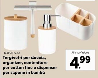 Lidl LIVARNO home Tergivetri per doccia, organizer, contenitore per cotton fioc o dispenser per sapone in bambù offerta