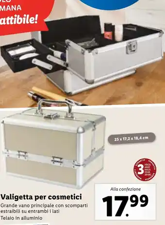 Lidl Valigetta per cosmetici Grande vano principale con scomparti estraibili su entrambi i lati Telaio in alluminio 25x17,2x18,4cm offerta