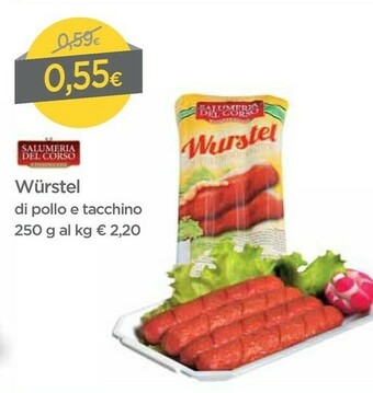 DPiù Salumeria del corso Wurstel Di Pollo E Tacchino offerta