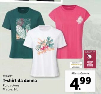 Lidl esmara® T-shirt da donna Puro cotone Misure: S-L offerta