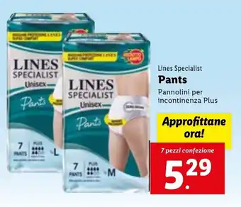 Lidl Lines Specialist Pants Pannolini per incontinenza Plus 7 pezzi offerta