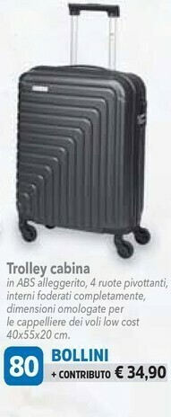DPiù Trolley Cabina 40x55x20 Cm offerta