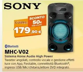 Expert Sony MHC-V02 Mini Impianto Audio Domestico Nero offerta