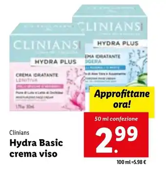 Clinians Hydra Basic crema viso 50 ml confezione