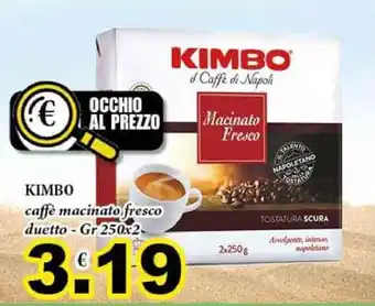 Big Food KIMBO caffè macinato fresco duetto-Gr 250x2 offerta