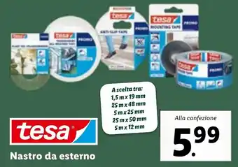 Lidl tesa Nastro da esterno A scelta tra: 1,5m x 19 mm 25 mx 48 mm 5mx 25mm 25m x 50 mm 5mx 12 mm offerta