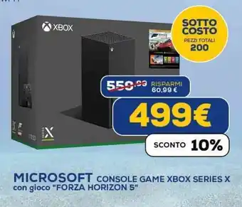 Euronics MICROSOFT CONSOLE GAME XBOX SERIES X con gioco "FORZA HORIZON 5" offerta