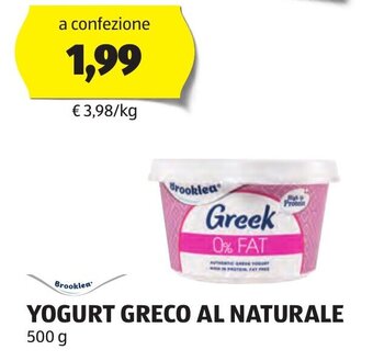 ALDI Brooklea YOGURT GRECO AL NATURALE 500 g offerta
