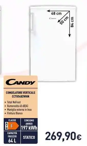 Unieuro CANDY CONGELATORE VERTICALE CCTUS482WHN offerta