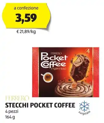 ALDI FERRERO STECCHI POCKET COFFEE 4 pezzi 164 g offerta