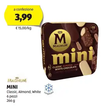 ALDI MAGNUM MINI Classic, Almond, White 6 pezzi 266 g offerta