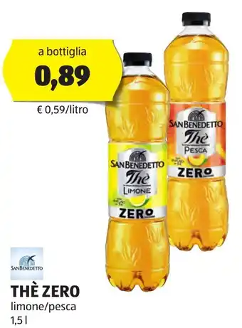 ALDI SAN BENEDETTO THÈ ZERO limone/pesca 1,5 l offerta