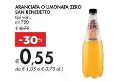 Bennet San benedetto aranciata o limonata zero offerta
