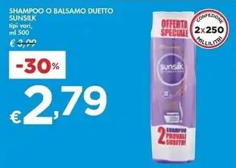 Bennet Sunsilk shampoo o balsamo duetto offerta