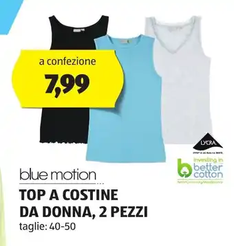 ALDI blue motion TOP A COSTINE DA DONNA, 2 PEZZI taglie: 40-50 offerta