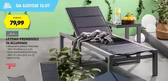ALDI LETTINO PRENDISOLE IN ALLUMINIO •dimensioni (altezza massima): 190 x 70 x 91 cm (LxIx h) offerta