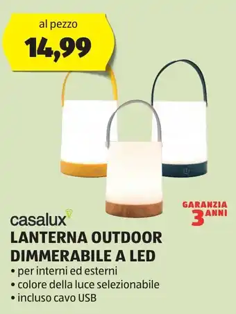 ALDI casalux LANTERNA OUTDOOR DIMMERABILE A LED • per interni ed esterni • colore della luce selezionabile • incluso cavo USB offerta