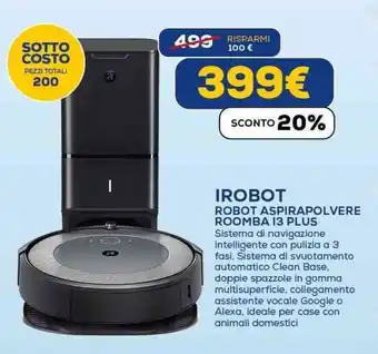 Euronics IROBOT ROBOT ASPIRAPOLVERE ROOMBA I3 PLUS offerta