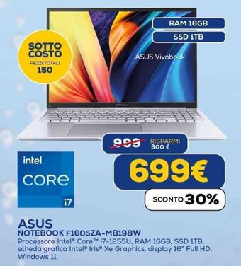 Euronics ASUS NOTEBOOK F1605ZA-MB198W offerta