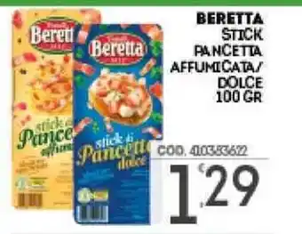 Eurocash BERETTA STICK PANCETTA AFFUMICATA/ DOLCE 100 GR offerta