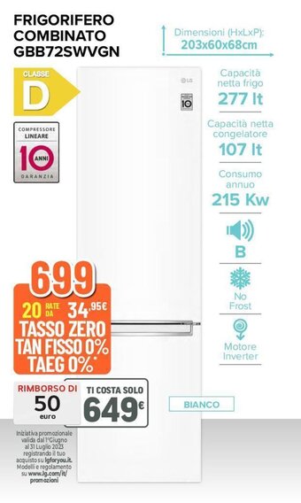 Expert LG FRIGORIFERO COMBINATO GBB72SWVGN offerta
