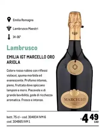 Metro Ariola emilia igt marcello oro offerta
