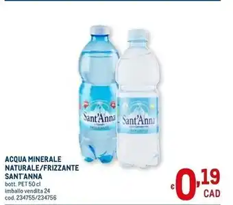 Metro Sant'anna acqua minerale naturale offerta
